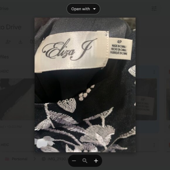 NWT Eliza J Petite Floral-Embroidered Sleeveless Gown, Size 4P (Black and White) - Picture 6 of 6